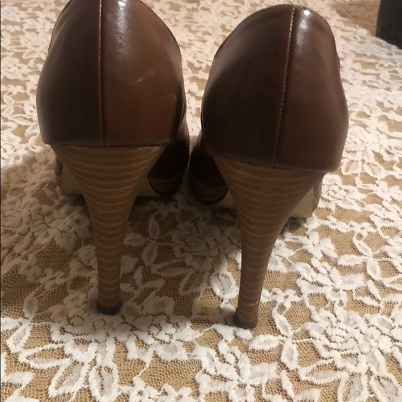 Pierre Dumas Brown Peeptoe Heels - Picture 4 of 6